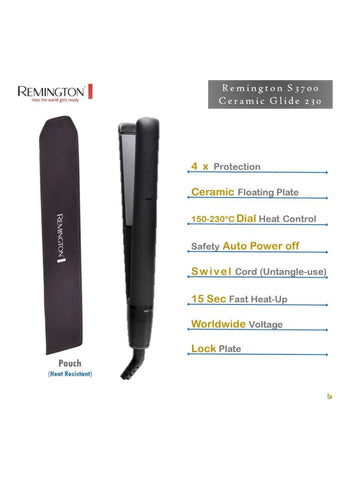 REMINGTON Hair Straightener Ceramic Glide 230 S3700 – Ceramic Glide Technology, High Heat, Smooth Finish – Hair Styling | For Effortless Styling