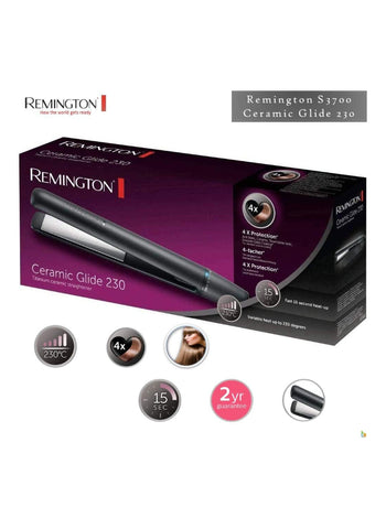 REMINGTON Hair Straightener Ceramic Glide 230 S3700 – Ceramic Glide Technology, High Heat, Smooth Finish – Hair Styling | For Effortless Styling