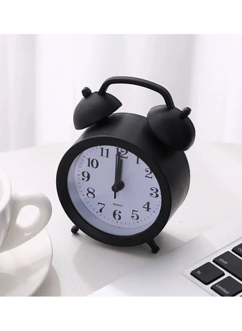 Retro Bell Alarm Clock – Silent Analog Desk Table Clock with Night Light | Perfect for Home, Office, or Travel