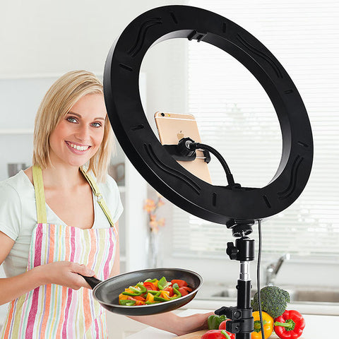 Ring Light with Mobile Holders and 7 Feet Mobile Stand 36 CM – Adjustable Lighting, Mobile Holders Included, Adjustable Stand – Ring Light | Great for Photography and Live Streaming