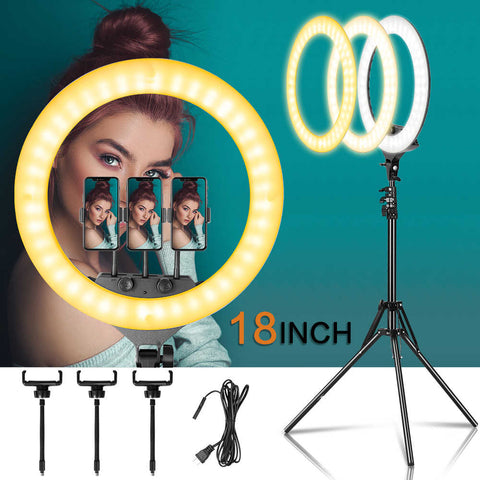 Ring Light with Remote and 3 Mobile Holders 45 CM – Adjustable Brightness, Remote Control, Multiple Holders – Ring Light | Perfect for Selfie and Vlogging