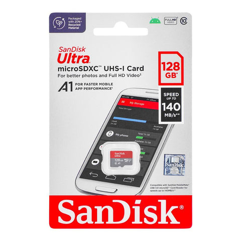 SanDisk Ultra microSDXC UHS-I Memory Card – High-Speed, Large-Capacity Storage Options (64GB, 128GB, 256GB) for Data Storage | Electronics