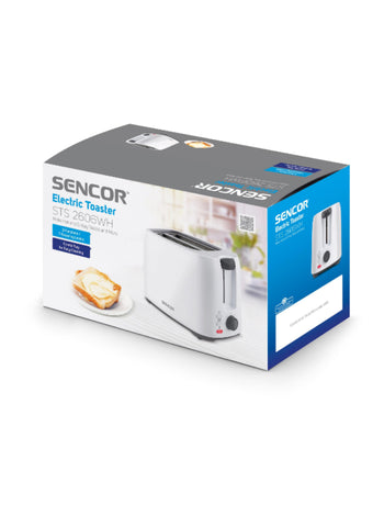 Sencor 2-Slice Toaster STS2606WH – White, 3-in-1 Functions, 750W Power – Electronic Timer & Crumb Tray