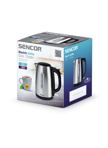 Sencor Electric Kettle SWK1720BK – 1.7L Stainless Steel, 2200W Power, Hidden Heating Element – Durable & Efficient