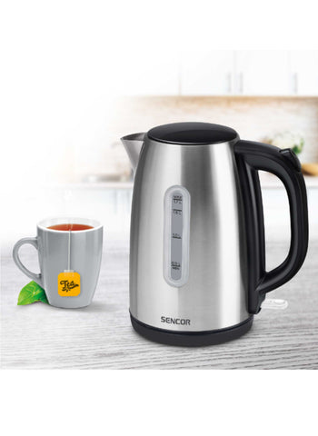 Sencor Electric Kettle SWK1720BK – 1.7L Stainless Steel, 2200W Power, Hidden Heating Element – Durable & Efficient