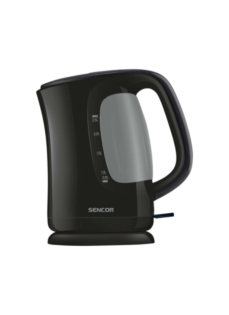 Sencor Electric Kettle SWK2511BK – 2.5L Black, 2200W Power, Double-Sided Water Mark – Stylish & Functional Design