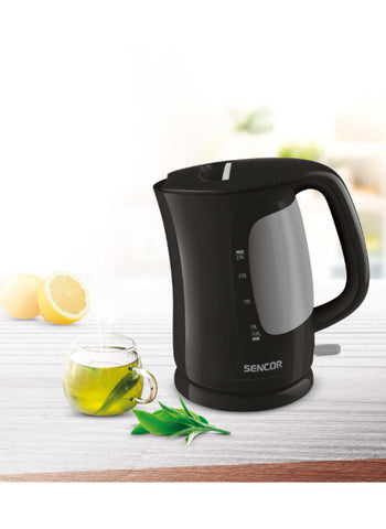 Sencor Electric Kettle SWK2511BK – 2.5L Black, 2200W Power, Double-Sided Water Mark – Stylish & Functional Design