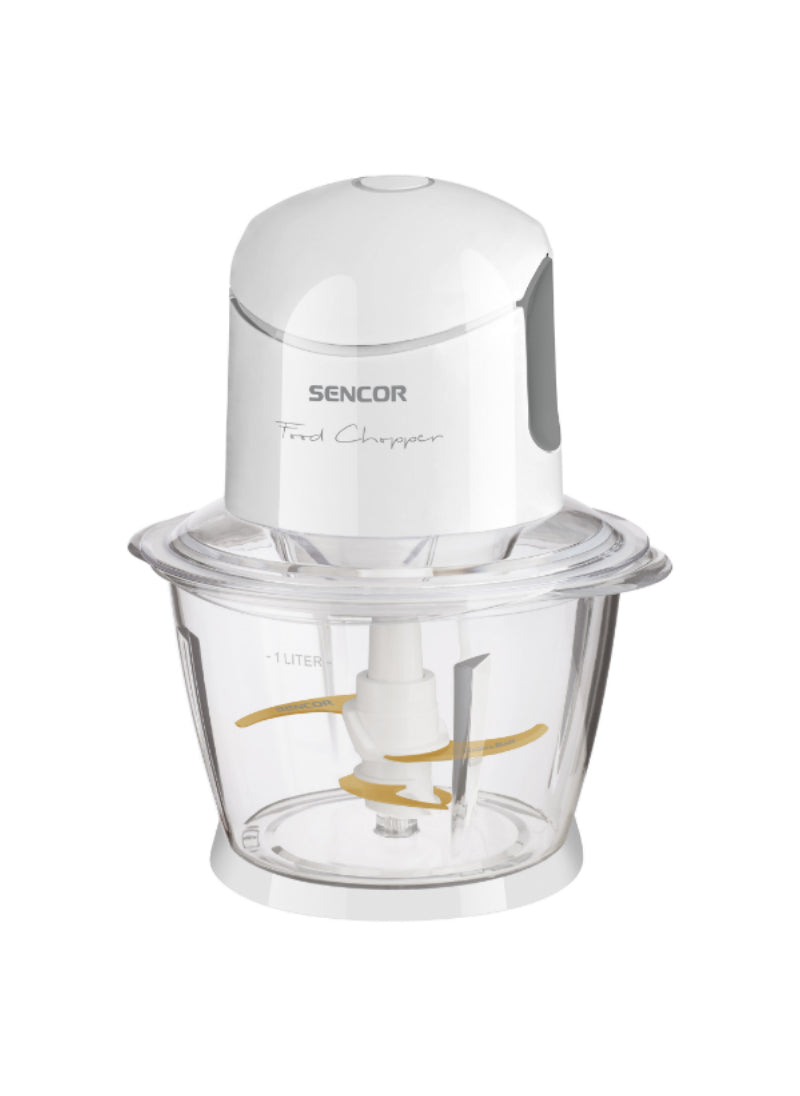 Sencor Food Chopper SCB5100WH – 500W Power, 1000ml Glass Bowl, 4 Titanium Blades – Ideal for Meat & Veggies