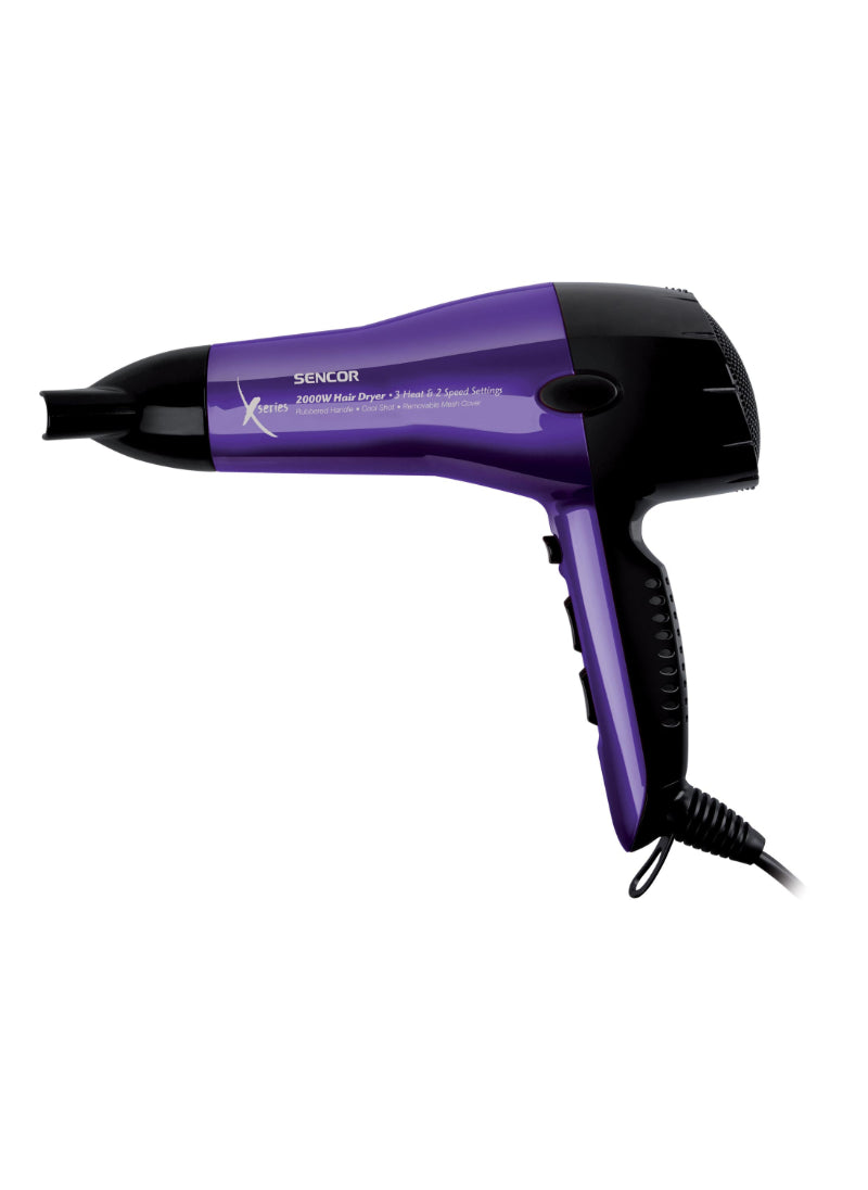 Sencor Hair Dryer SHD6600V – 2000W Power, 3 Temperature & 2 Speed Settings – Rubber-Coated Handle & Cold Air Button