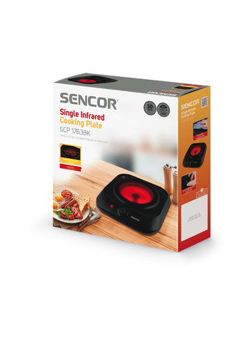 Sencor Infrared Cooking Plate SCP1763BK – 19cm Glass Ceramic Plate, 1200W Power – Sleek & Energy Efficient