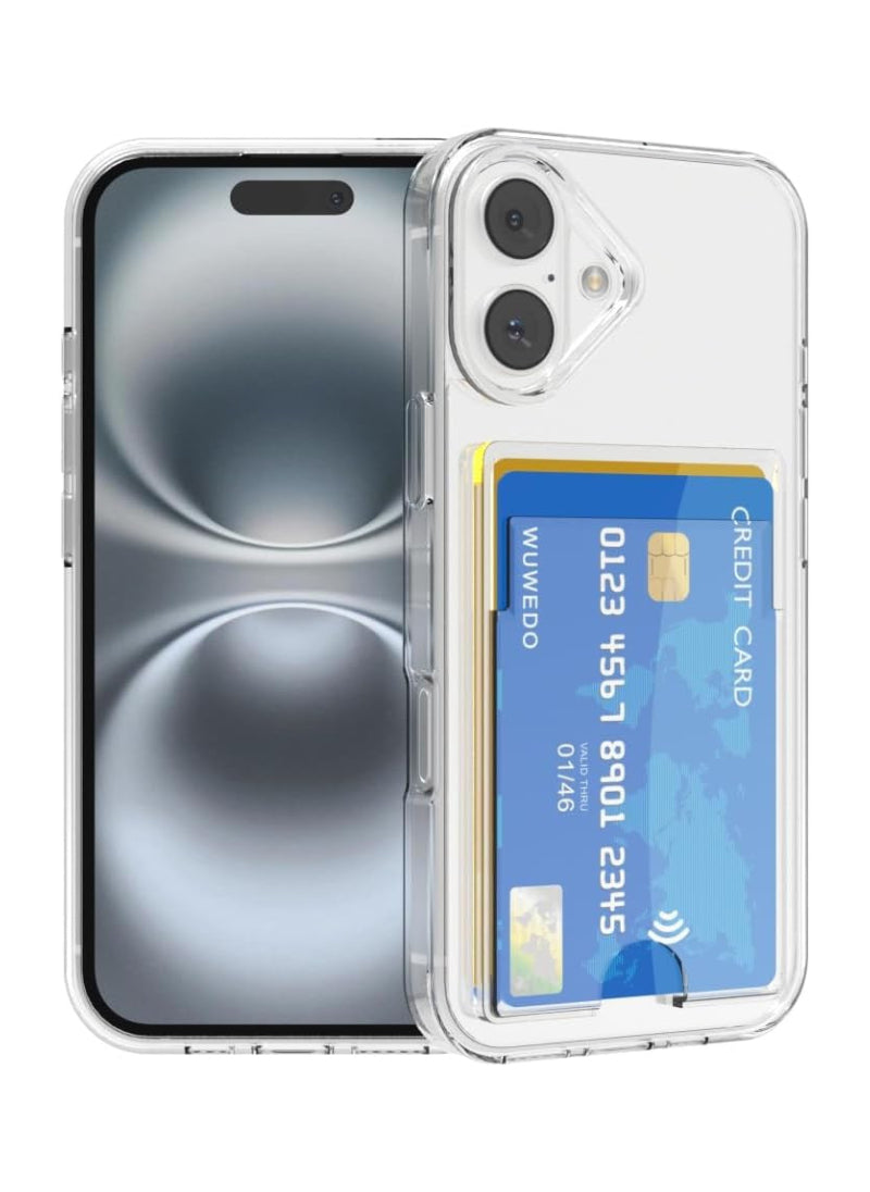 Shockproof Clear Soft Card Holder Wallet Case for iPhone 16 – Shock Absorption, Clear Design, Card Holder Feature – Phone Accessory | Ideal for Everyday Use