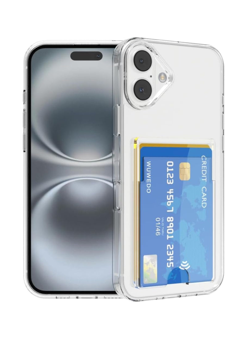 Shockproof Clear Soft Card Holder Wallet Case for iPhone 16 Plus – Protective Design, Clear Aesthetic, Convenient Card Storage – Phone Accessory | Great for On-the-Go