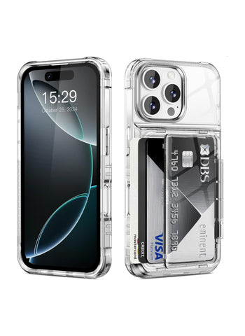 Shockproof Clear Soft Card Holder Wallet Case for iPhone 16 Pro – Durable Protection, Soft Material, Card Holder Functionality – Phone Accessory | Perfect for Daily Essentials