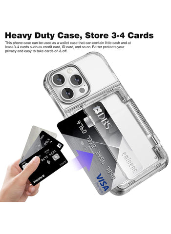 Shockproof Clear Soft Card Holder Wallet Case for iPhone 16 Pro Max – Impact Resistance, Clear Look, Practical Card Holder – Phone Accessory | Ideal for Active Users