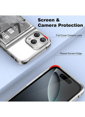 Shockproof Clear Soft Card Holder Wallet Case for iPhone 16 Pro – Durable Protection, Soft Material, Card Holder Functionality – Phone Accessory | Perfect for Daily Essentials