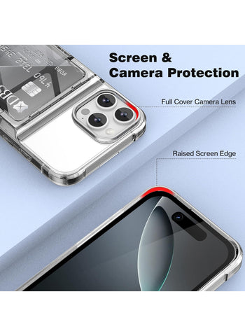 Shockproof Clear Soft Card Holder Wallet Case for iPhone 16 Pro Max – Impact Resistance, Clear Look, Practical Card Holder – Phone Accessory | Ideal for Active Users