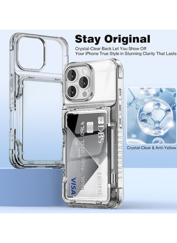 Shockproof Clear Soft Card Holder Wallet Case for iPhone 16 Pro – Durable Protection, Soft Material, Card Holder Functionality – Phone Accessory | Perfect for Daily Essentials