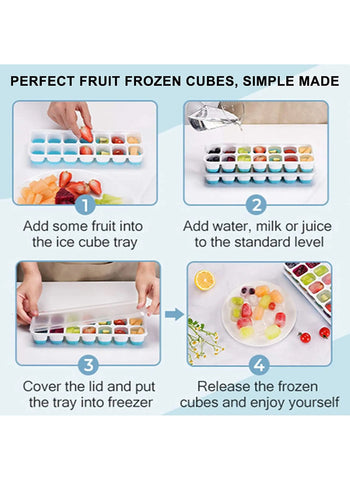 Silicon Ice Cube Tray with Lid – Leakproof, Easy Release, BPA-Free | Convenient for Perfectly Shaped Ice Cubes