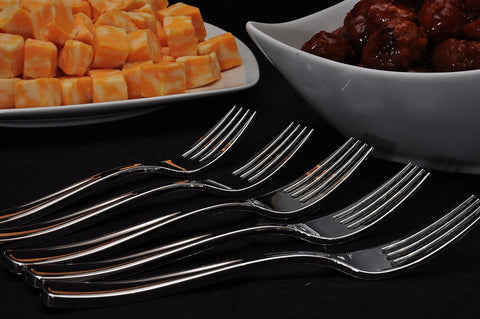 Silver Plastic Disposable Fork 10Pcs – Elegant Silver Finish, Durable, Single-Use – Disposable Cutlery | Ideal for Formal Occasions