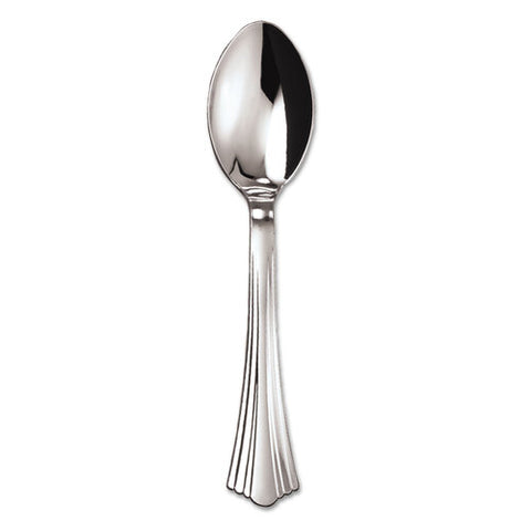 Silver Plastic Disposable Spoon – Elegant Silver Finish, Durable, Single-Use – Disposable Spoons | Ideal for Formal Settings