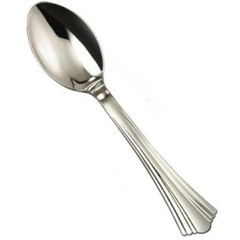 Silver Plastic Disposable Spoon – Elegant Silver Finish, Durable, Single-Use – Disposable Spoons | Ideal for Formal Settings