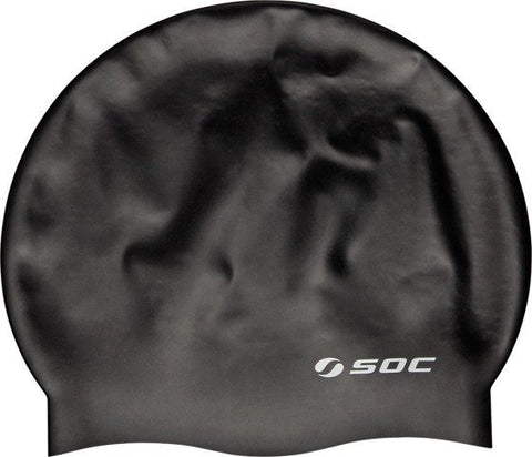 SOC Silicone Swim Cap - Snug-Fitting, Anti-Wrinkle Design for Enhanced Water Performance, Junior Size