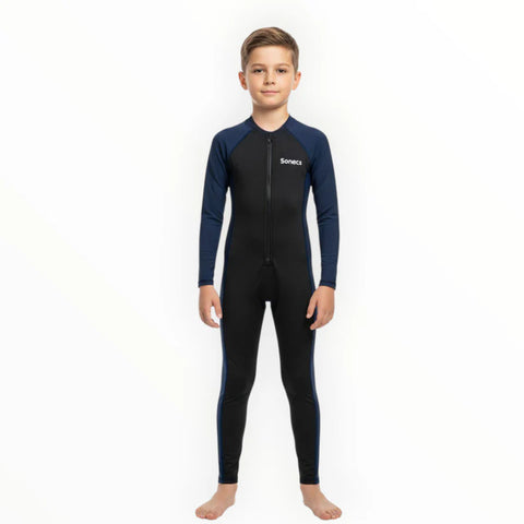 Sonecs Boys 1Pc Full Swimsuit - Black/NavyBlue