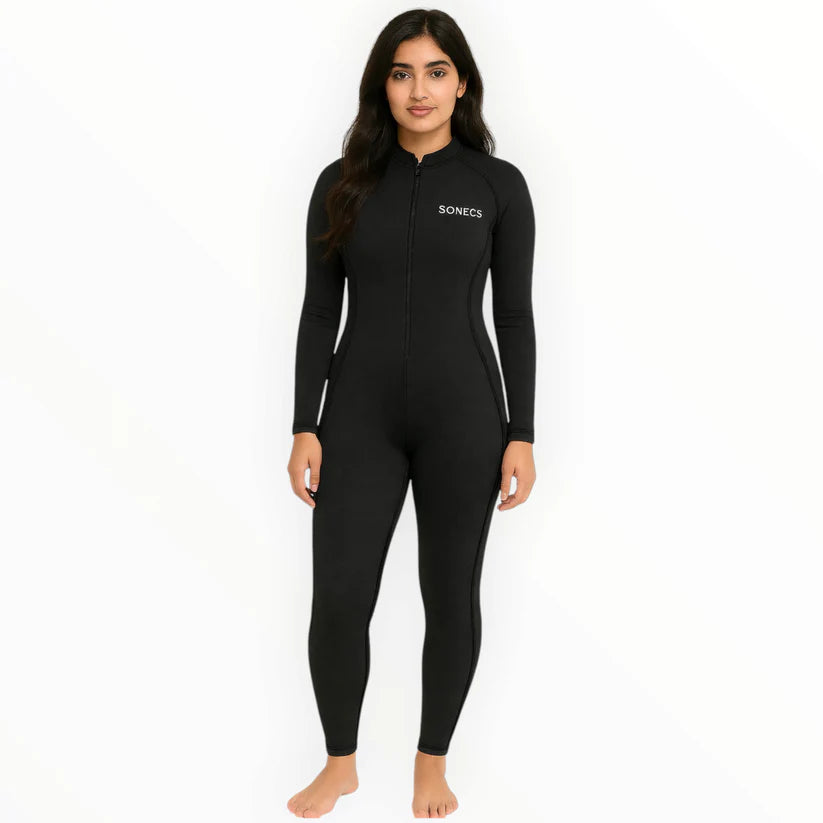 Sonecs Full Body Swim Suit for Women All Black One Piece