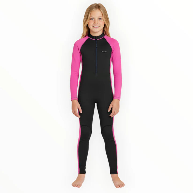 Sonecs Girls 1Pc Full Swimsuit - Black/Pink