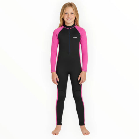Sonecs Girls 1Pc Full Swimsuit - Black/Pink