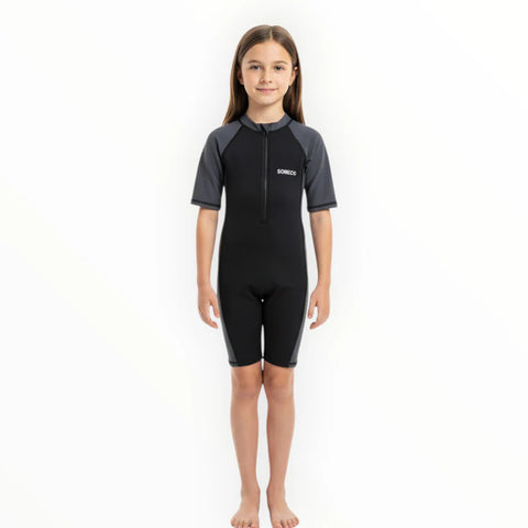 Sonecs Kids Up To Knee Swimsuit – Black/Grey