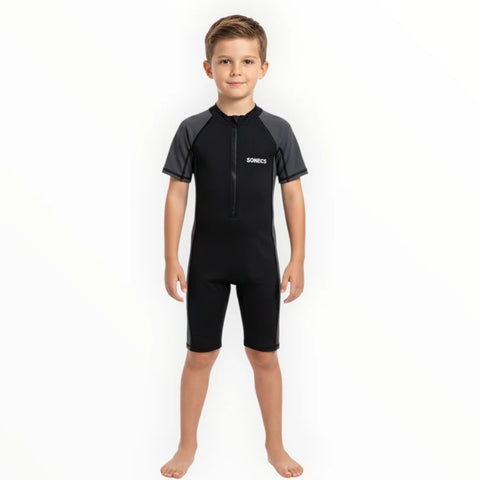 Sonecs Kids Up To Knee Swimsuit – Black/Grey
