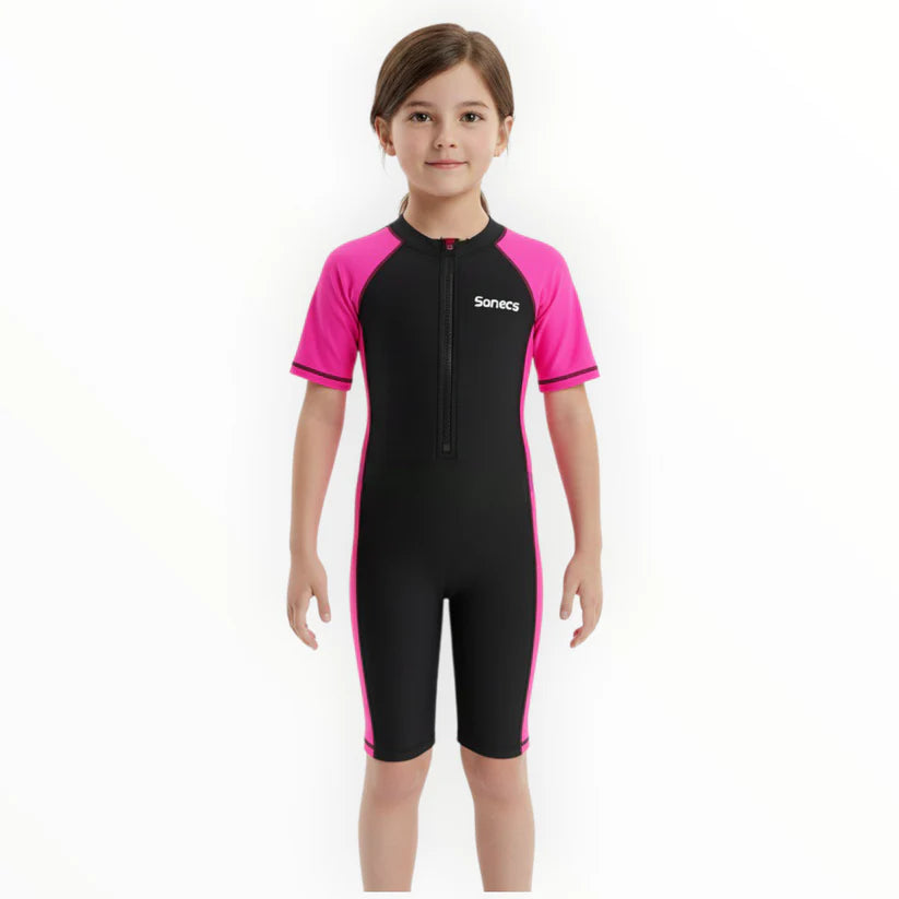 Sonecs Kids Up To Knee Swimsuit – Black/Pink