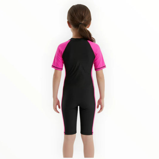 Sonecs Kids Up To Knee Swimsuit – Black/Pink
