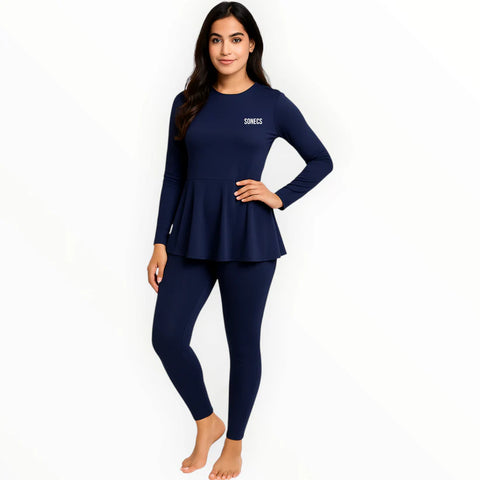 Sonecs Women Frill 2PC Swimsuit Modest Stylish Swimwear