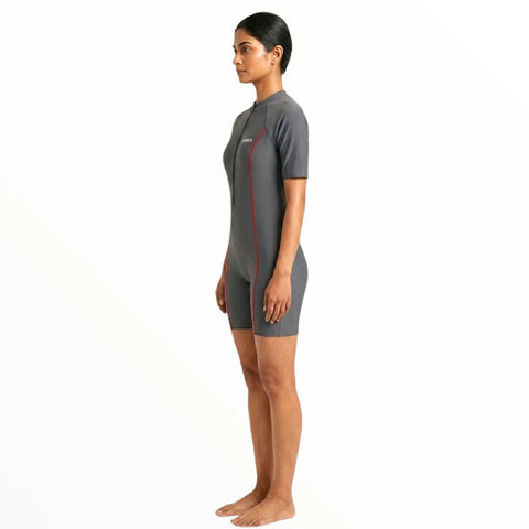 Sonecs Women's Boyleg Swim Suit Grey/Red