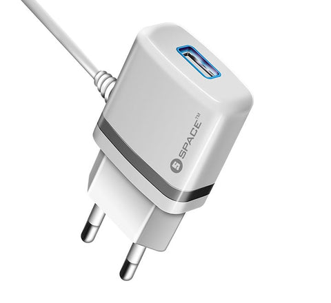 Space Micro USB Cable 2.4A Wall Charger WC-105 – Fast Charging, Durable Cable, Compact Design – Phone & Tablet | Essential Charging Accessory