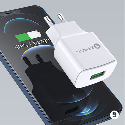 Space Single-Port USB Wall Charger WC-100 – Compact Design, Reliable Charging, Simple Use – Phone & Tablet | Basic Charging Solution