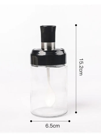 Spice Jar Spoon Cap Sealed Seasoning Bottle – Glass, Airtight, Versatile | Perfect for Salt, Sugar, Pepper, Oil Storage