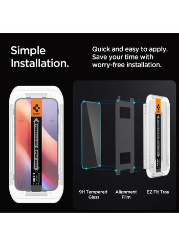 Spigen Apple iPhone 16 Pro Max GLAS.tR EZ Fit Sensor Protected (Pack of 2) – Screen Protection, Easy Installation, Scratch Resistance – Phone Accessory | Perfect for Complete Display Defense