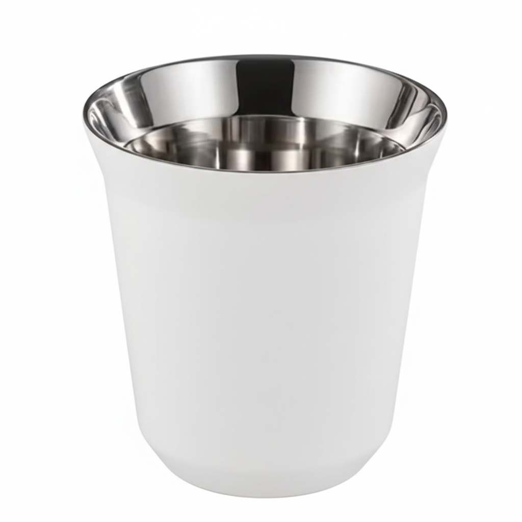 Stainless Steel Double Wall Coffee Cup - White