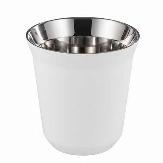 Stainless Steel Double Wall Coffee Cup - White