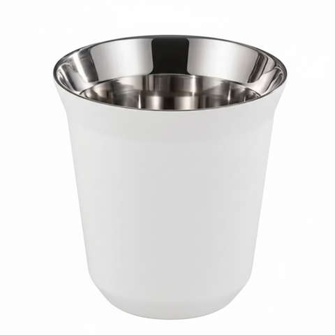 Stainless Steel Double Wall Coffee Cup - White
