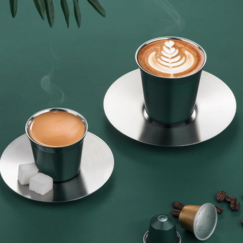 Stainless Steel Double Wall Coffee Cup - Black