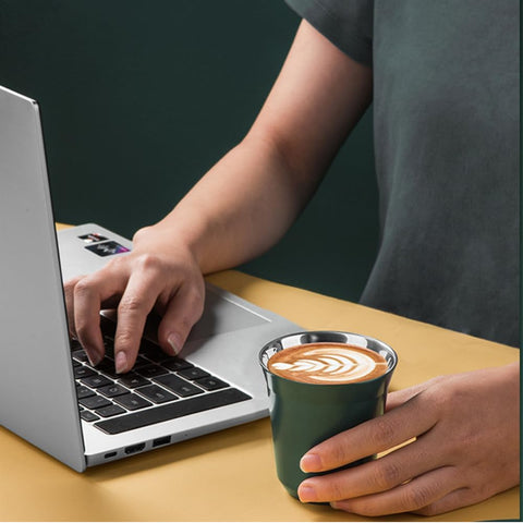 Stainless Steel Double Wall Coffee Cup - Black