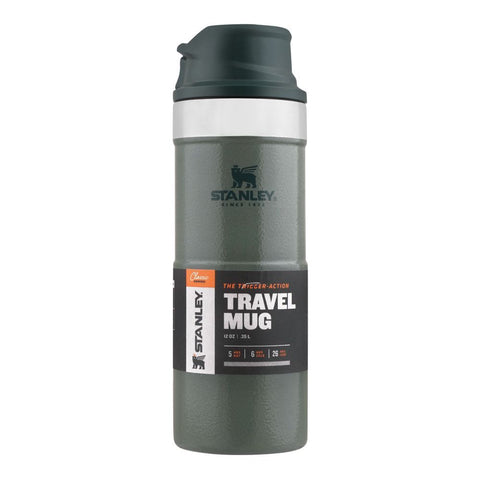 Stanley Classic Series The Trigger-Action Insulated Travel Mug – 0.35 Liter, Hammertone Green, – Convenient and Leak-Proof Travel Mug