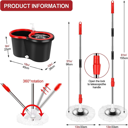 Stainless Steel Rotating Spin Mop and Bucket Set