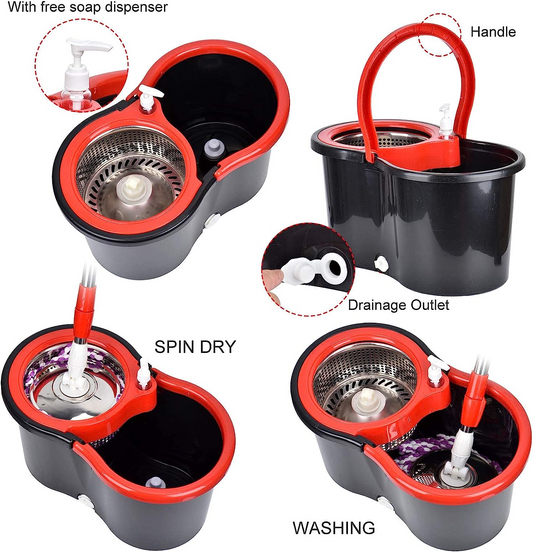 Stainless Steel Rotating Spin Mop and Bucket Set