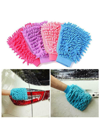 Super Mitt Microfiber Car Wash Gloves – Durable, Absorbent, Dual-Purpose | Rubber Gloves for Effective Car Cleaning