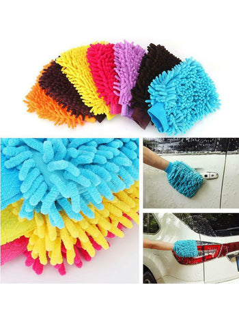 Super Mitt Microfiber Car Wash Gloves – Durable, Absorbent, Dual-Purpose | Rubber Gloves for Effective Car Cleaning